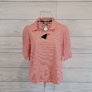 2 a Tee Striped Pink Golf Polo Top Cotton Womens Size M